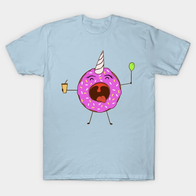 Funny cute Kawaii Donut Unicorn T-Shirt by KawaiinDoodle